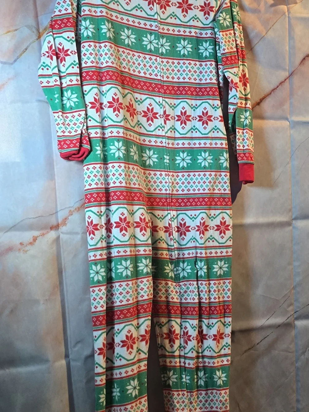 Kids Holiday Fair Isle Zip-Front Pajama Onsie - Red, Green & White